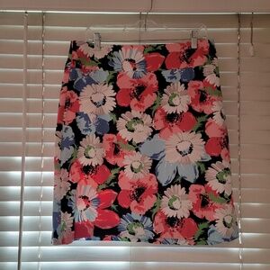 Talbots Pencil Skirt Size 10P Pink Blue White Floral Print Colorful Knee Petite